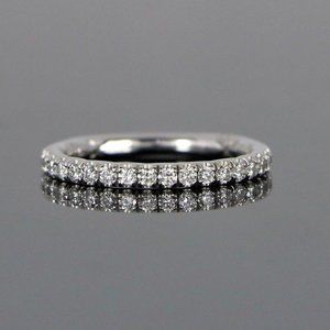 A.Jaffe 14K White Gold Diamond Euro Shank Delicate Quilted Wedding Band Ring